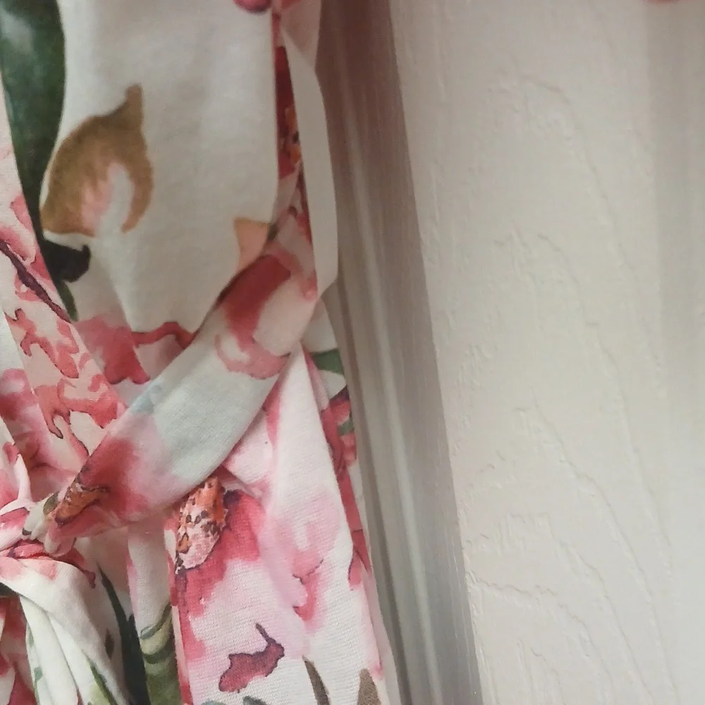 SHOW ME YOUR MUMU Floral Kimono Robe - Pink, Green, And White Size O/S - Picture 5 of 10